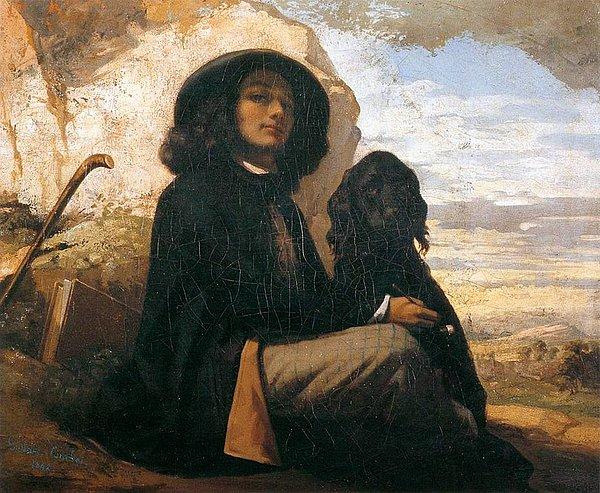 17. Gustave Courbet'in 1841 tarihli "Siyah Köpek ile Otoporte" adlı eseri.