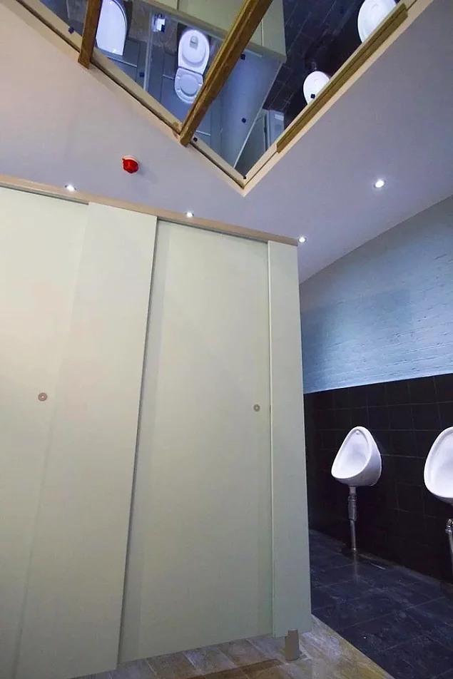 Зеркало на потолке в публичном туалете. В каком бредовом сне кому-то пришла эта идея в голову?