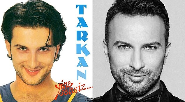 6. Tarkan, burnundan ve çenesinden bir estetik ameliyat geçirmiş. Dikkat ederseniz, sivri olan burnu törpülenmiş, oval olan çenesi törpülenerek sivri hale getirilmiş.