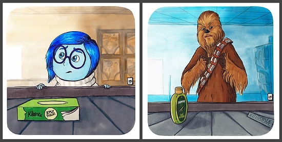 Чубакка покупает шампунь, или Карикатуры, на которых персонажи отправились в супермаркет