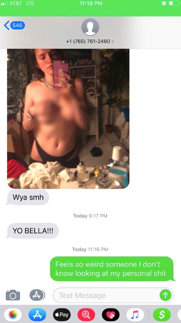 Bu adamın hayatına daha fazla müdahale etmesini istemeyen Bella Throne, hacker tarafından kendisine gönderilen mesajların ekran fotoğraflarını paylaştı.