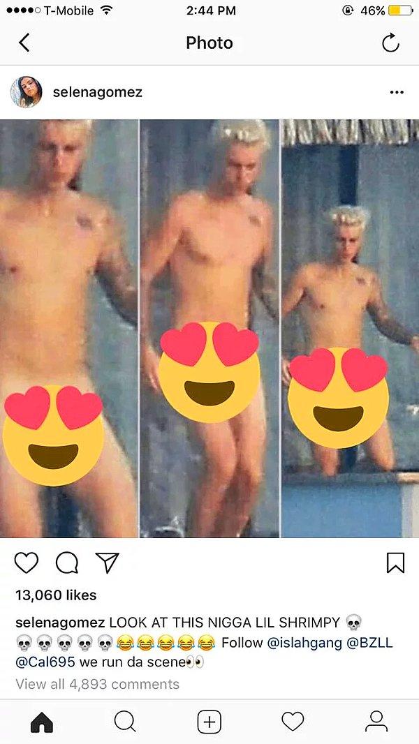 4. Biraz eski ama bunu paylaşmasak olmazdı: 2 sene önce sevgilisinin Instagram'ı hacklendiği için çıplak fotoğrafları ortalığa saçılan Justin Bieber...