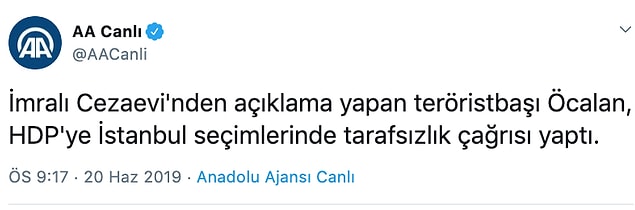 Öcalan'ın Ali Kemal Özcan'a ilettiği mektubu, dün ilk olarak Anadolu Ajansı tarafından servis edilmişti.