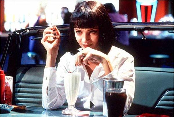1. Pulp Fiction'da Uma Thurman'ın büyük bir keyifle içtiği milkshake