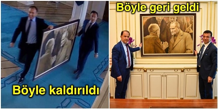 Bir Çift Mavi Gözün Işığında: Ekrem İmamoğlu Göreve Başlar Başlamaz Kaldırılan Atatürk Tablosunu Makamına Yeniden Astırdı