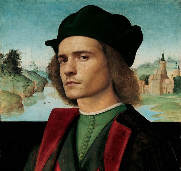 11. Орландо Блум на портрете неизвестного (Рафаэль Санти)