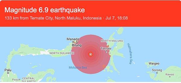 Dün Endonezya'da 6.9 şiddetinde bir deprem oldu.