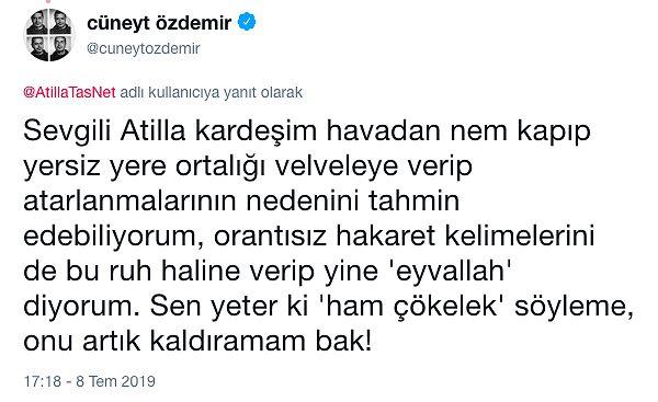 Ardından Cüneyt Özdemir o sivri diliyle Atilla Taş'a yanıt verdi ve birazcık kızılca kıyamet koptu!