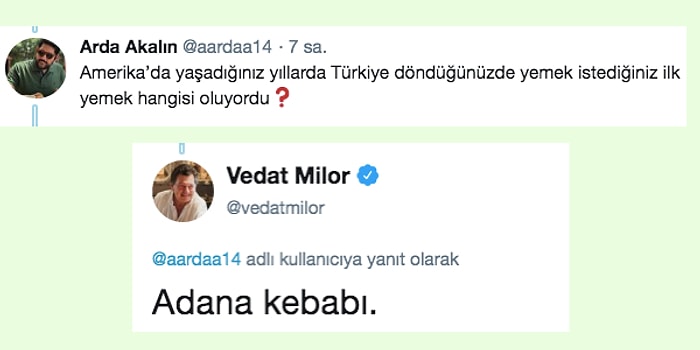 Vedat Milor'un Twitter'dan Gelen Sorulara Verdiği Birbirinden Leziz Yanıtlar