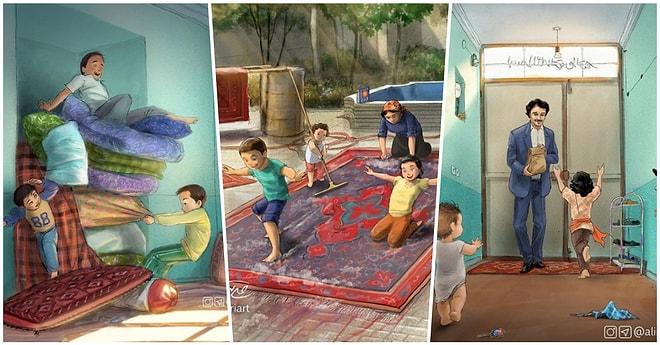90'lı Yıllarda Nasıl Bir Çocukluk Geçirdiğimizi Bütün Samimiyeti ile Çizimlerine Döken İranlı İllüstratör