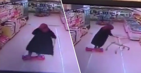 Markette Hovarboard ile Market Arabası Kullanan Teyzenin Hayatınızın Sonuna Kadar İzleyebileceğiniz Acayip Görüntüleri