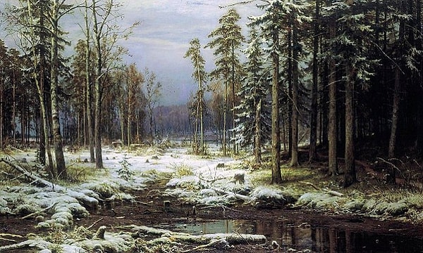 8. "А заря, лениво Обходя кругом, обсыпает ветки Новым серебром"