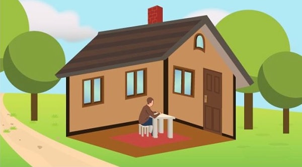 Где сидит мужчина? Внутри дома или снаружи? Важно, чтобы вы выбрали тот вариант, который пришел вам в голову первым. Только тогда результаты теста будут правдивыми.