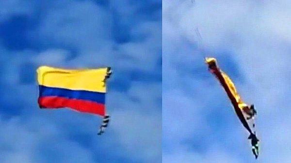 Kolombiya'da iki asker gösteri uçuşu sırasında helikoptere bağlı oldukları ipin kopması sonucu yüzlerce metreden yere çakılarak öldü.
