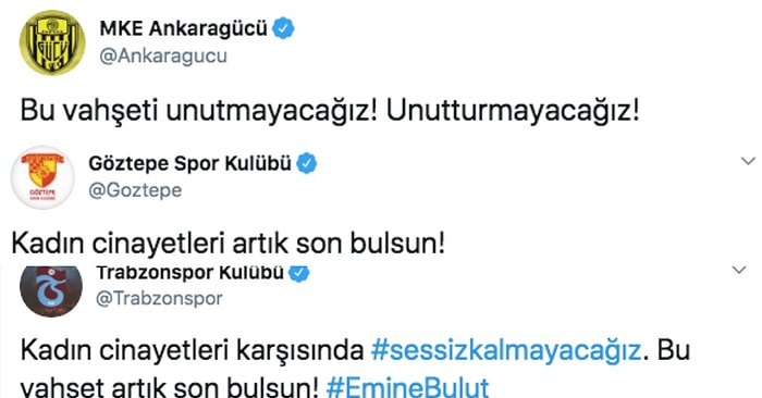 Emine Bulut Cinayetine Spor Camiası da Sessiz Kalmadı