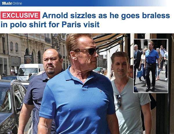 2. "Arnold sütyensiz giydiği tişörtüyle Paris'te göz kamaştırıyor."