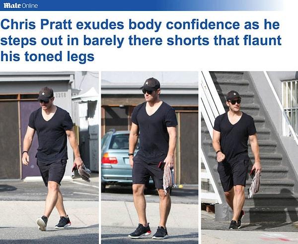 4. "Chris Pratt, giydiği şortuyla formunda olan bacaklarını gösterirken öz güvenini yayıyor."