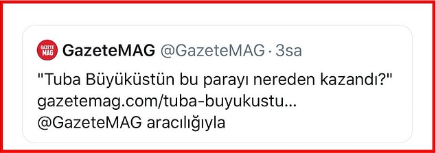 Bir internet sitesinin "Tuba Büyüküstün bu parayı nereden kazandı?" başlıklı imalı haberi, Büyüküstün'ün Fransa'dan aldığı evi konu alıyordu.
