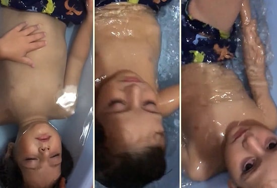 Leğende Banyo Yaparken Uyuya Kalan Ufaklığın Muhteşem Anları!