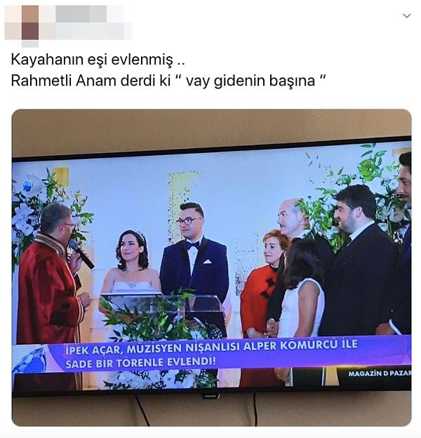 Ancak sosyal medyada ayarsız yorumlar hiçbir zaman bitmiyor. Bir Twitter kullanıcısı, İpek Açar'ı hedef aldı ve Kayahan'ın ölümünün üstüne evlenmesini eleştirdi.
