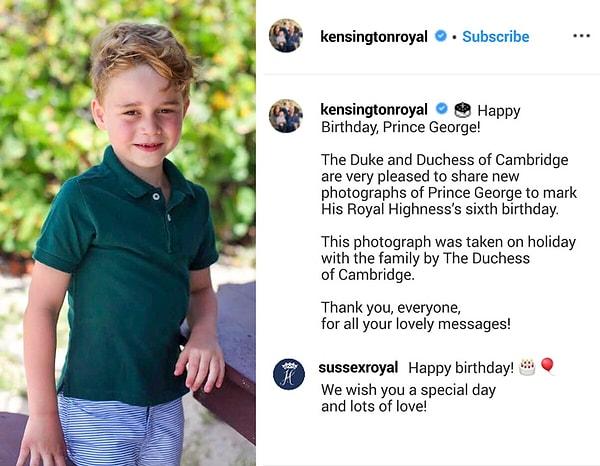9. Sussex Dükü ve Düşesi, Prens George'un doğum gününü uygunsuz bir şekilde kutladı.