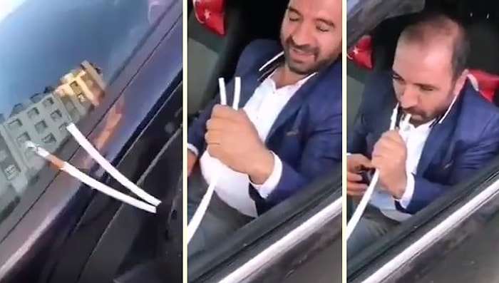 Araç İçinde Ceza Yemeden Sigara İçmenin Yöntemini Bulan Konyalı Adam