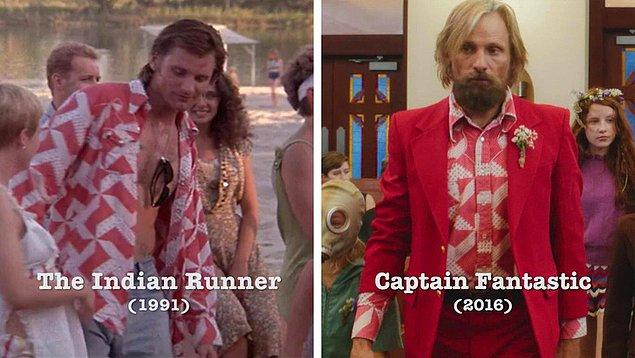 13. Viggo Mortensen'in Captain Fantastic'de (2016) giydiği kırmızı gömlek, The Indian Runner (1991) filminde giydiği gömlekle aynı.