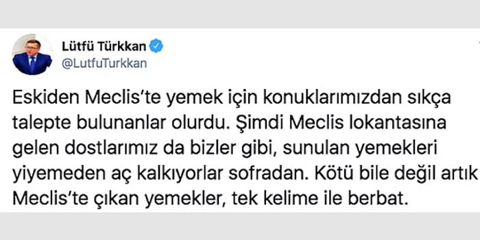 Ne Dertler Var! Meclis Lokantasında Çıkan Yemekleri Beğenmeyen Milletvekili Tepkilerin Odağında