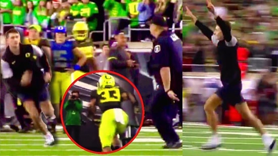 Sahaya Giren Seyirciyi Amerikan Futbolcusu Laps Diye Yere İndirdi