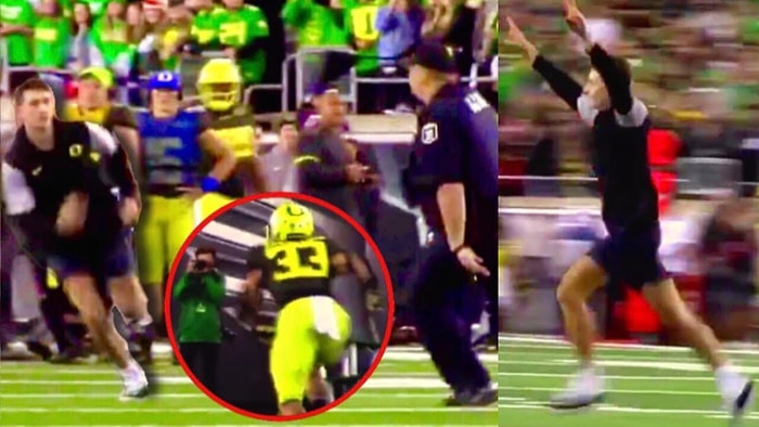 Sahaya Giren Seyirciyi Amerikan Futbolcusu Laps Diye Yere İndirdi