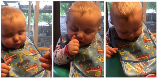 Yorgunluktan Gözleri Kapansa da Yemeğe Hayır Diyemeyen Miniğin Mama Keyfi