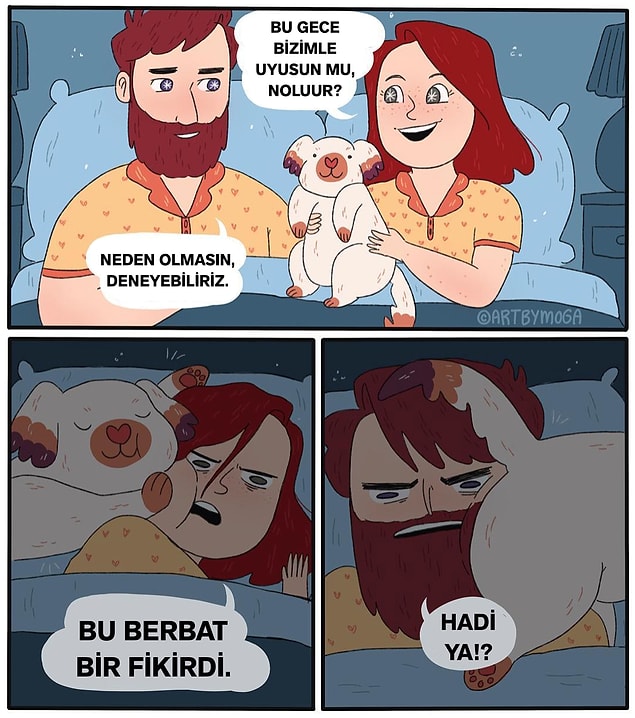22. Ne kadar tatlı da olsa birlikte uyumak hep çok zor. 😿