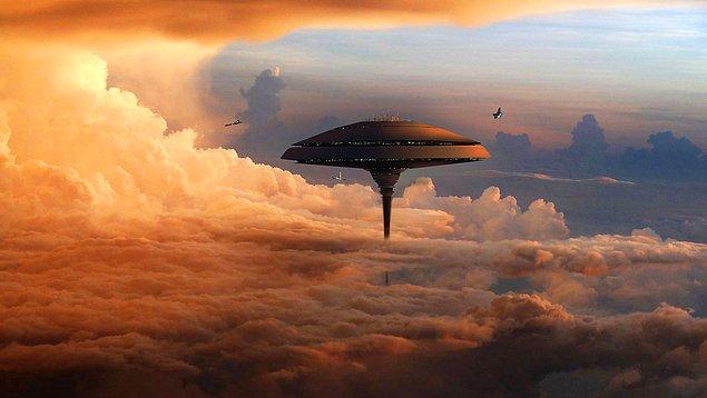 10. Cloud City: Star Wars'un Bulut Şehri, yerçekimini hiçe sayan kapsülleriyle havada asılı şekilde durarak bizleri büyülemişti.