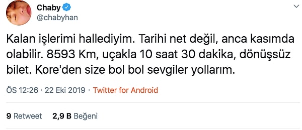 Ve son tweetine göre tek gidiş biletini alacağını belirtti.