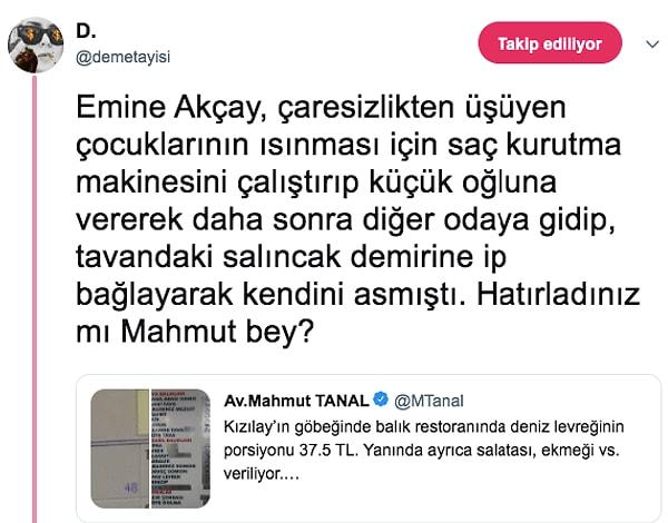 Mahmut Tanal'ın bu tweetinden sonra sosyal medya kullanıcıları kendilerini tutamadı ve tepkilerini gösterdi.