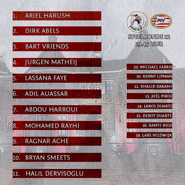 Sparta Rotterdam'ın sahasında PSV ile 2-2 berabere kaldığı maçta Halil İbrahim Dervişoğlu 79 dakika sahada kaldı.