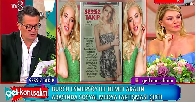 Burcu Esmersoy, daha önce Instagram hakkında bir itirafta bulunarak "Instagram benim için çok eğlenceli bir yer. Az kişiyi takip ediyorum. Bazı kişileri de ayıp olmasın diye takipteyim. Ama onları sessize alıyorum." sözlerini söylemişti.