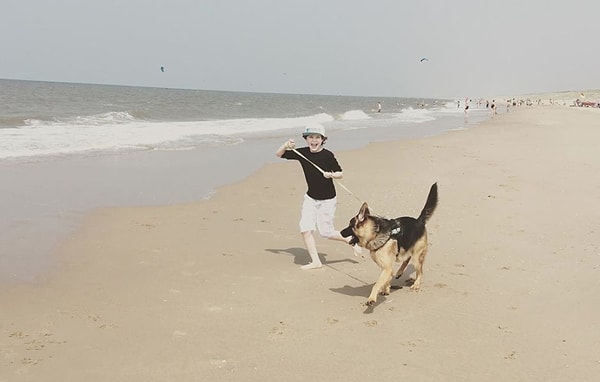 Его самое большое развлечение - играть с собаками бабушки.