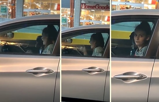 Köpeğiyle Birlikte Arabanın İçinde TikTok Videosu Çeken Kadının Başka Bir Arabadan Kaydedilen O Anları!