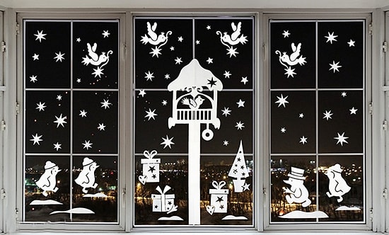 Украшаем дом: красивые трафареты на окна к Новому году