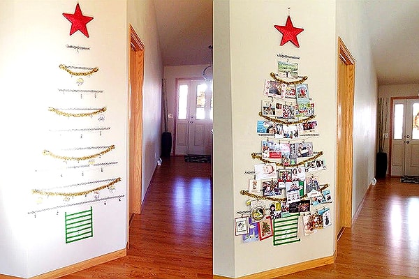 6. Елка из открыток и фото — чем не вариант?