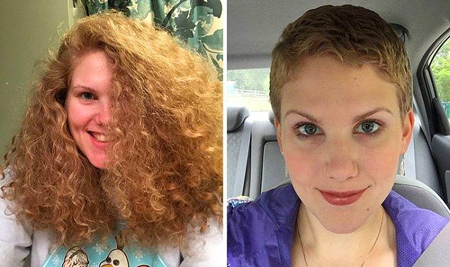 6. "Saçımı kesmeden öncesi ve sonrası. Bu birkaç yıl önceydi ve bağışlandı."