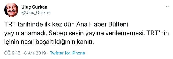 Eski milletvekillerinden Uluç Gürkan da pek çok kişinin fark etmediği bu acı gerçeği Twitter'dan duyurdu ve bu paylaşımına Uğur Dündar'dan Ozan Bingöl'e kadar pek çok kişiden tepki geldi.