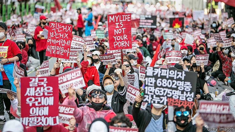 Güney Kore'de Kadınlar Eylemde: 'Kadına Yüklenen Yük Çok Fazla, İlişki, Evlilik ve Çocuk İstemiyoruz'