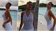 Bella Hadid İç Çamaşırsız Giydiği Transparan Bluzuyla Miami'de Ortalığı Alev Alev Yaktı!