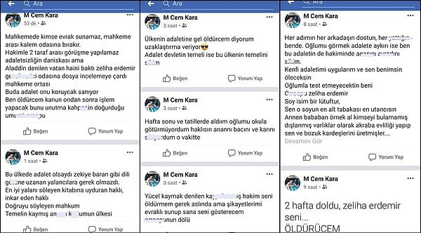 Öte yandan Cem Kara'nın, Facebook’tan tehditlerine devam ettiği ve tedbir kararı veren yargıçlara, Erdemir’in avukatına küfür ettiği ortaya çıktı 📌