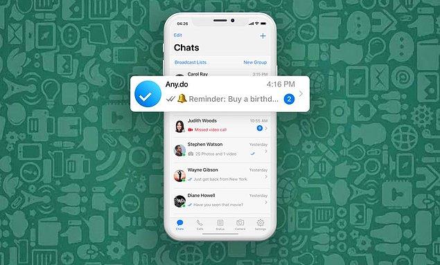 WhatsApp hatırlatıcı özelliğini kullanabilmek için any.do'nun ücretli aboneliğini kullanmanız gerekiyor.