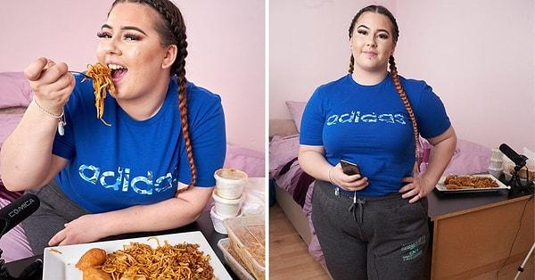 22 yaşındaki Charna Rowley, öğün başına yaklaşık 5.500 kalori alan ve çekimlerini yaklaşık 40.000 takipçisi ile paylaşan bir YouTuber.