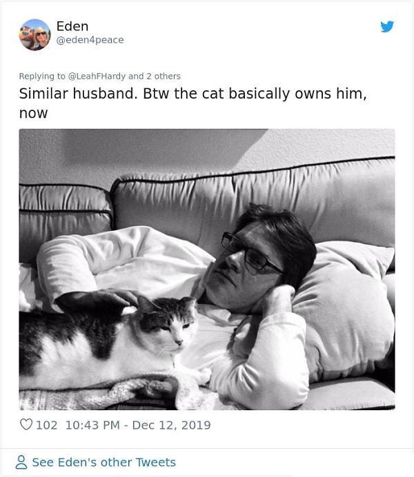 3. "Benzer bir koca daha. Bu arada şu an kedi aslında kocamın sahibi..."