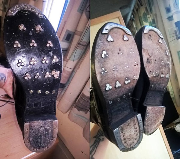 9. Ботинки королевской гвардии после года общественных обязанностей в Букингемском дворце, Сент-Джеймсском дворце, Лондонском Тауэре, Виндзорском замке